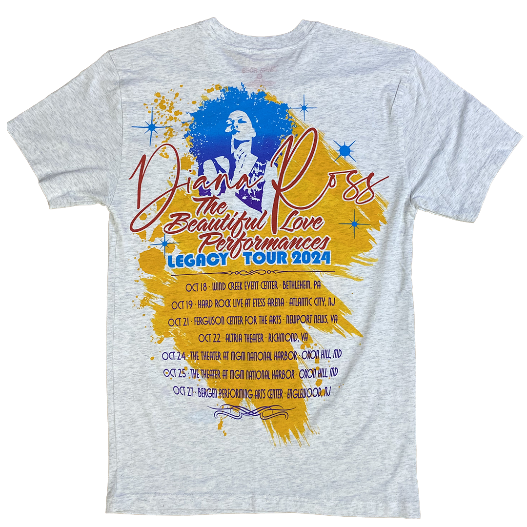 Diana Ross "Beautiful Love Performances" 2024 Legacy Tour T-Shirt in Light Heather Grey
