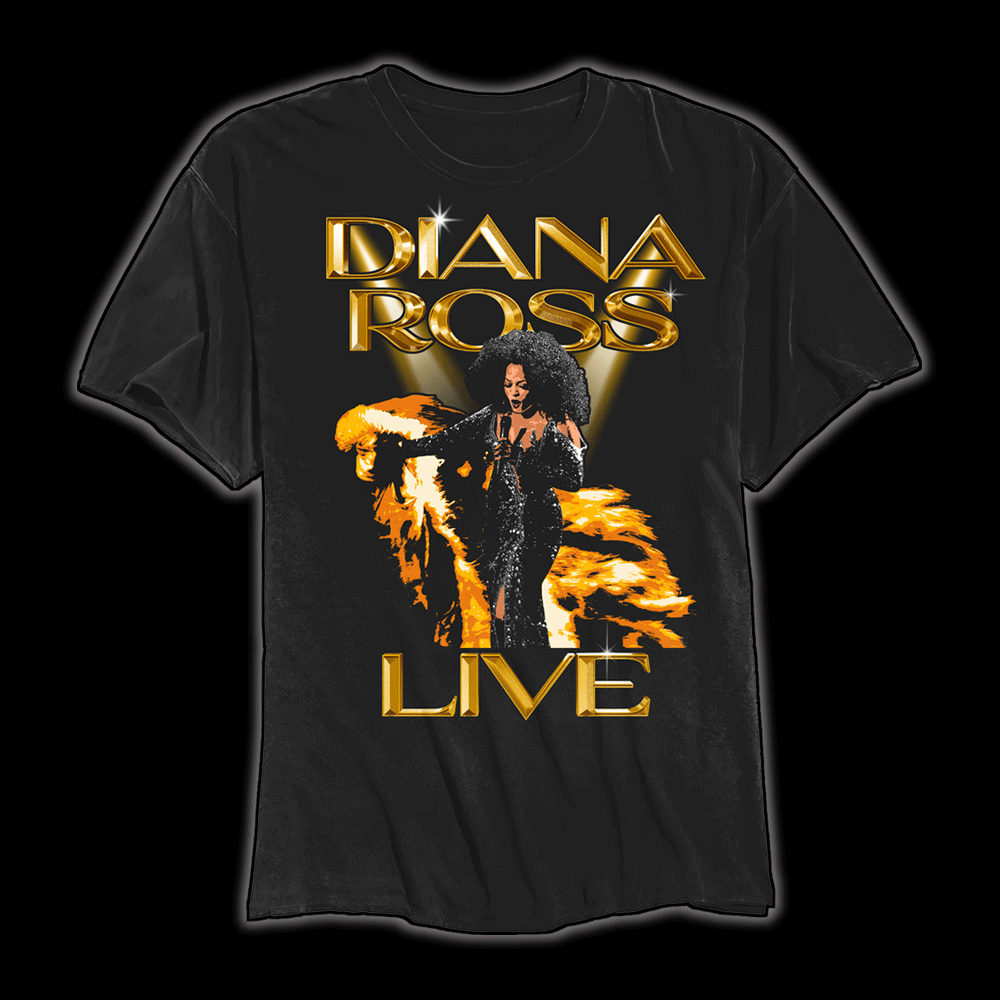 Diana Ross in Motion Whirlwind Black T-Shirt
