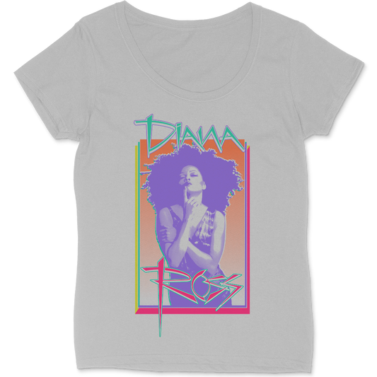 Diana Ross "Cover Page" Women's Scoop Neck T-Shirt in Silver Grey