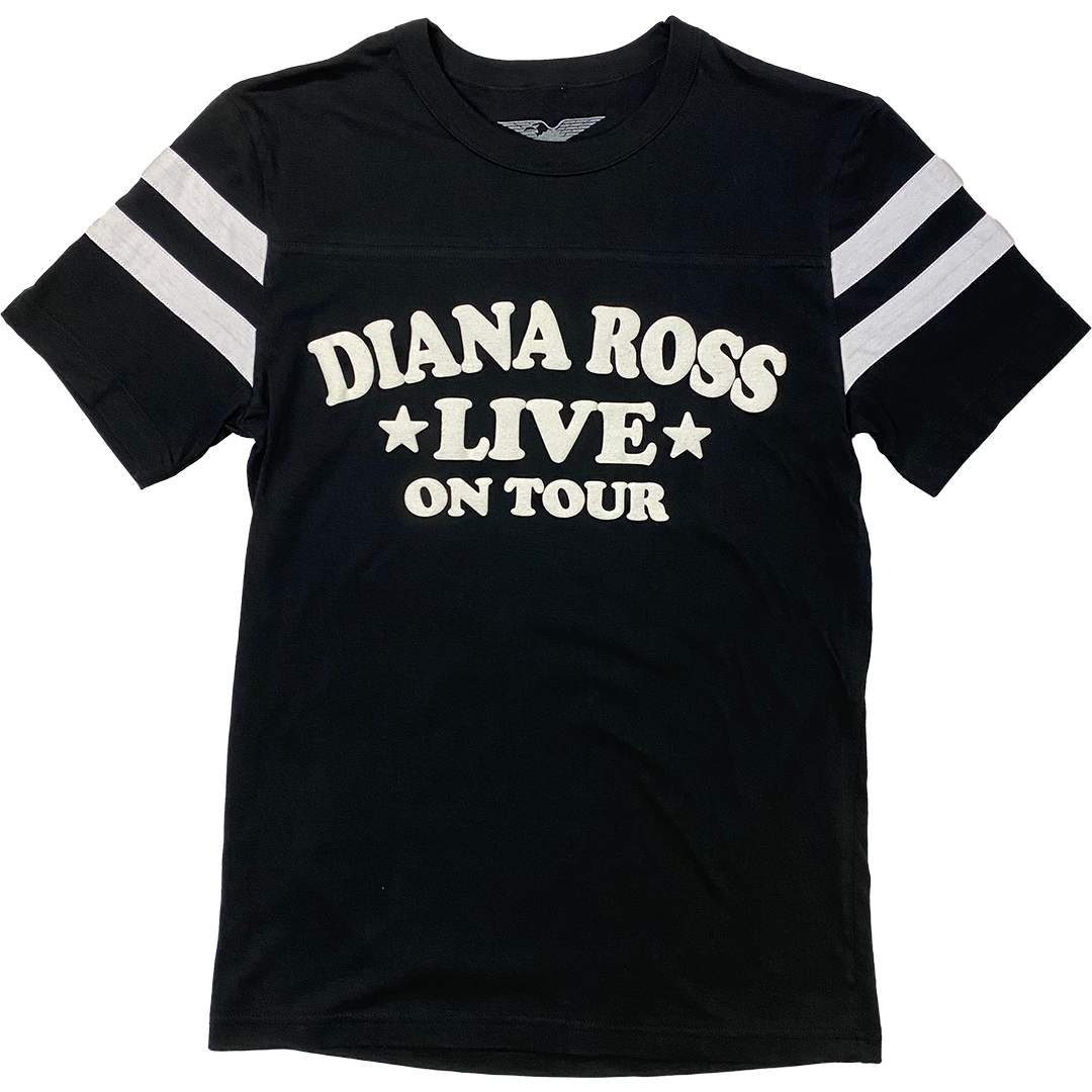 Diana Ross "Live On Tour" Football T-Shirt in Black