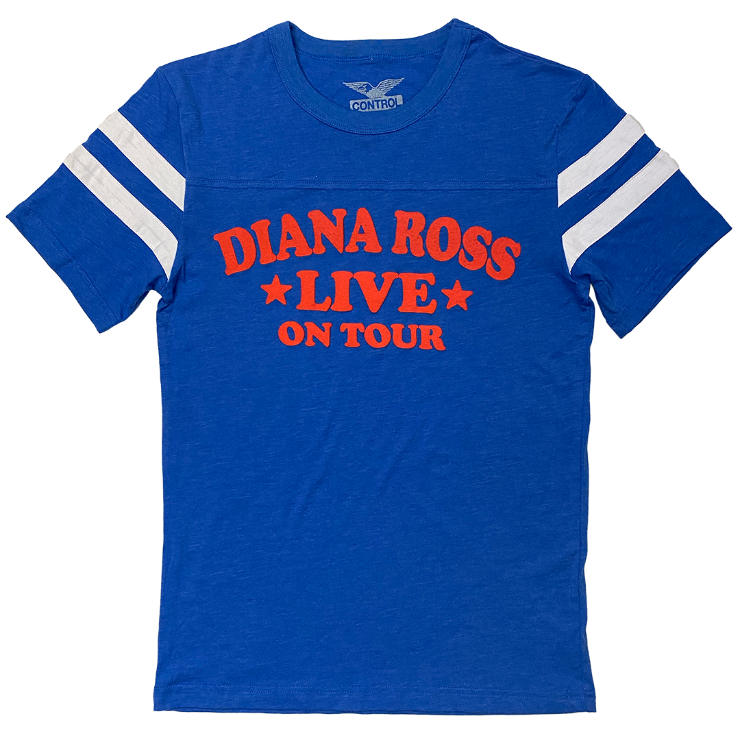 Diana Ross "Live On Tour" Football T-Shirt in Blue