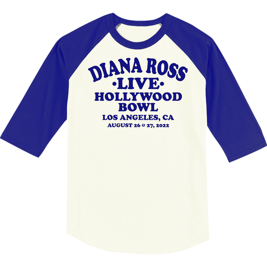 Diana Ross "Vintage Text" HOLLYWOOD Bowl Event Raglan T-Shirt