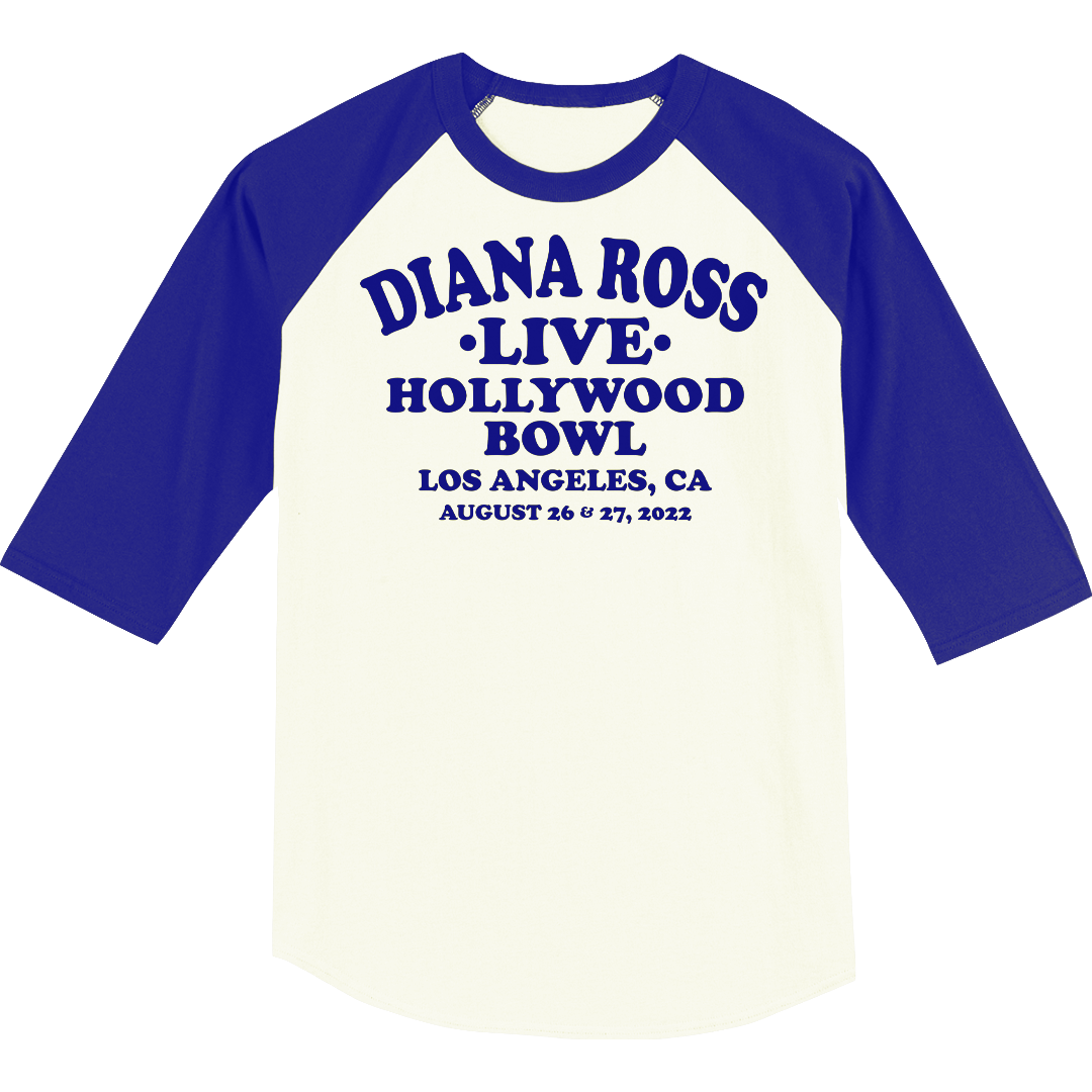 Diana Ross "Vintage Text" HOLLYWOOD Bowl Event Raglan T-Shirt