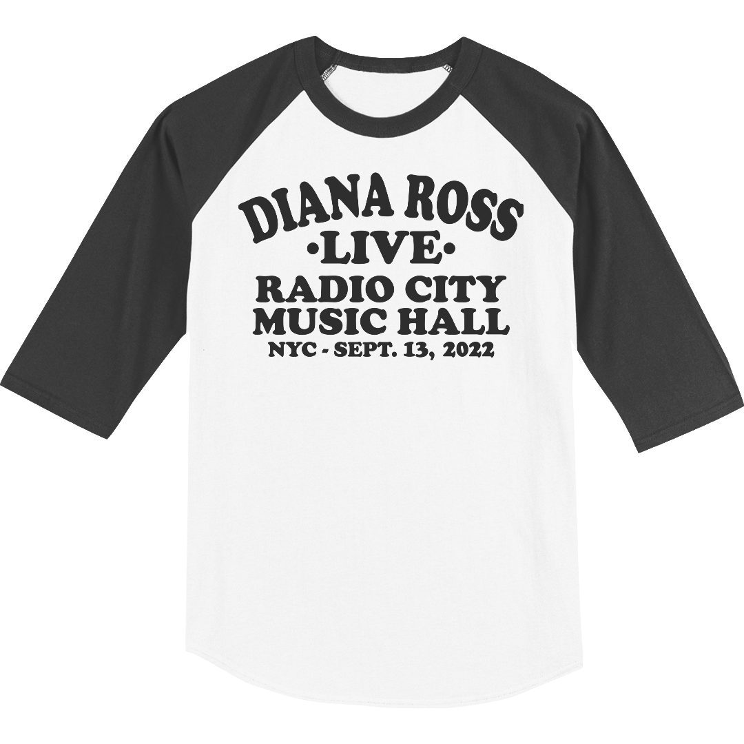 Diana Ross "Vintage Text" RADIO CITY MUSIC HALL Event Raglan T-Shirt