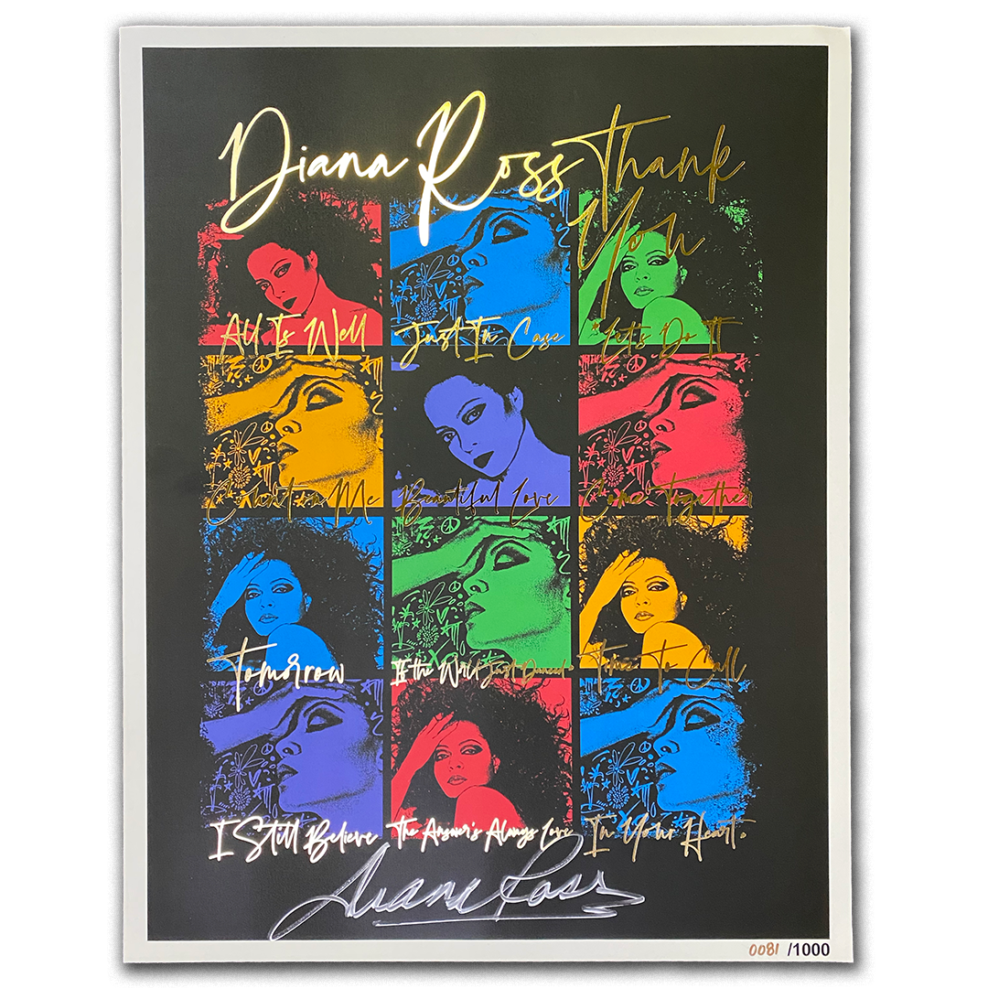Diana Ross "Thank You Song Titles" AUTOGRAPHED Limited Edition Poster