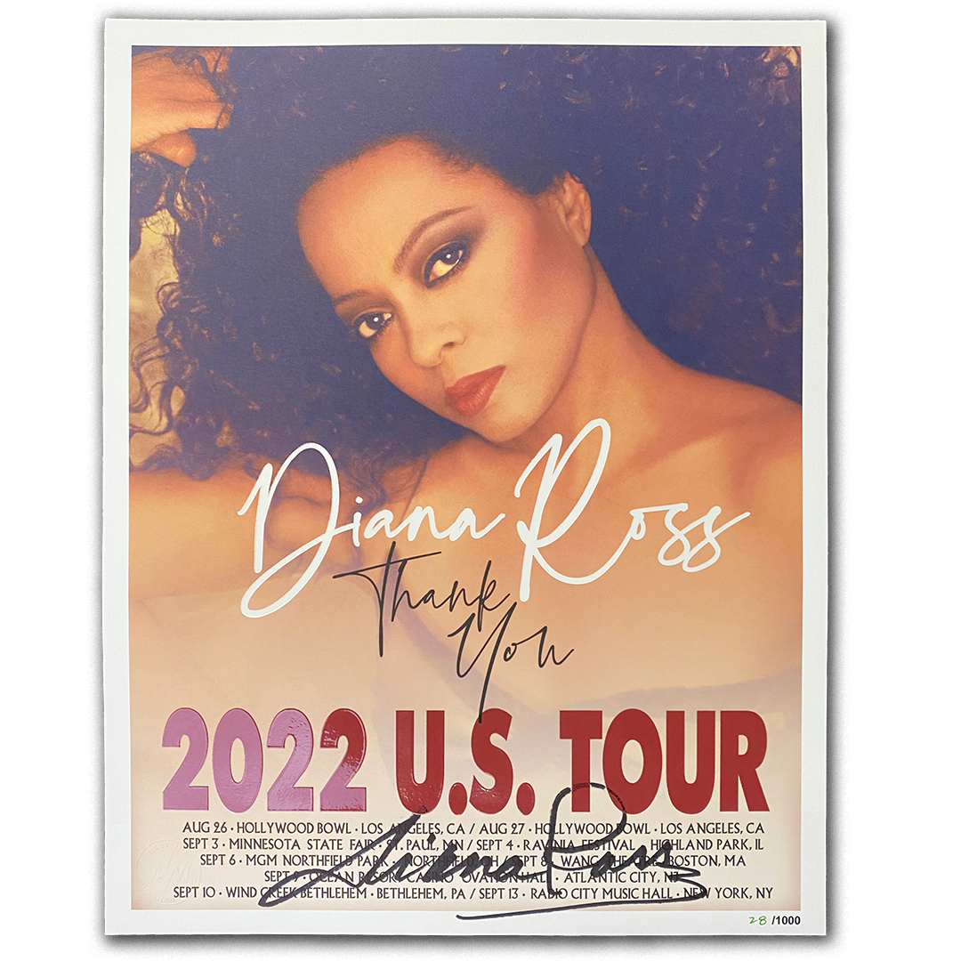 Diana Ross "Thank You" AUTOGRAPHED Limited Edition U.S. TOUR Poster in Red Print