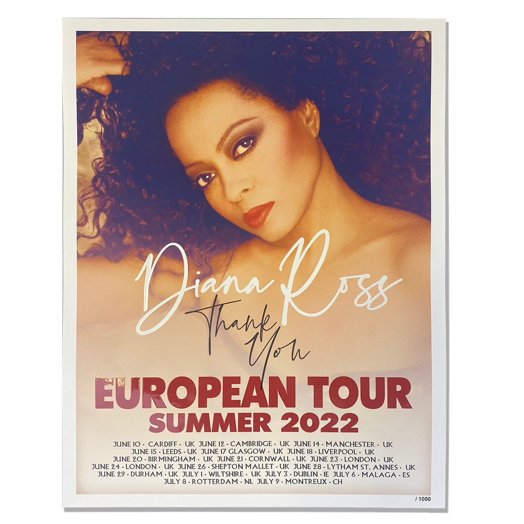 Diana Ross "Thank You" Limited Edition EUROPEAN Tour Poster in Red Print